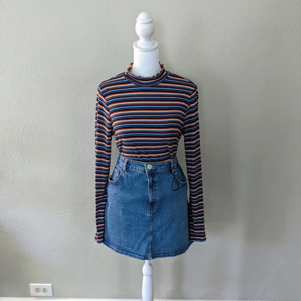 NWOT Zara High Waisted Jean Mini Skirt